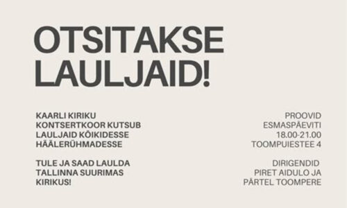 Tallinna Kaarli kontsertkoor otsib lauljaid!