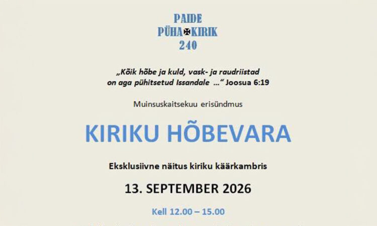 Harukordne võimalus tutvuda Paide koguduse hõbevaraga